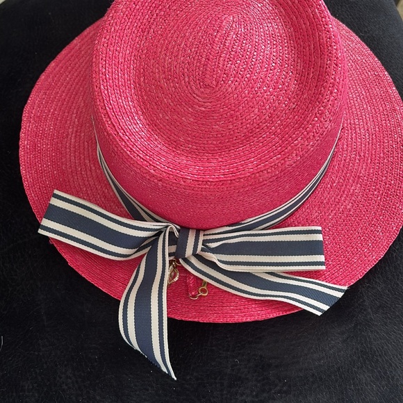 Juicy Couture - Stylish Pink Straw Fedora Hat with Ribbon main image 7